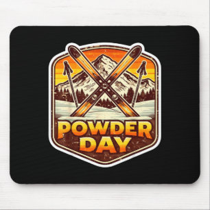 Vintage powder day skier skiing lover retro ski mouse mat