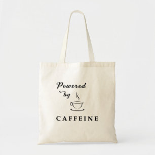 Vintage Powered by Caffeine Typography Quote Tote Bag