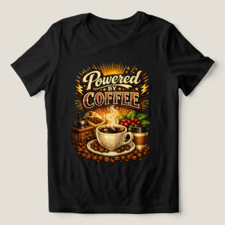Vintage Powered by Coffee – Retro Coffee Lover Des Tri-Blend Shirt