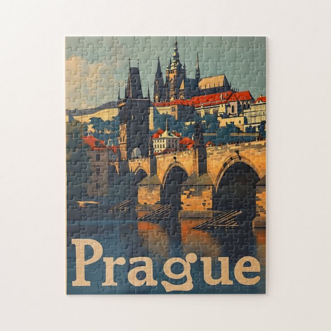 Vintage Prague Castle Jigsaw Puzzle (Vertical)