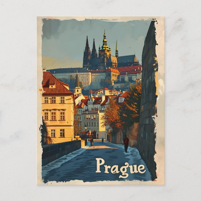 Vintage Prague Castle Postcard (Front)