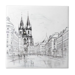 Vintage Prague Ceramic Tile
