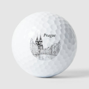 Vintage Prague Ceramic Tile Golf Balls