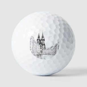 Vintage Prague Ceramic Tile Golf Balls