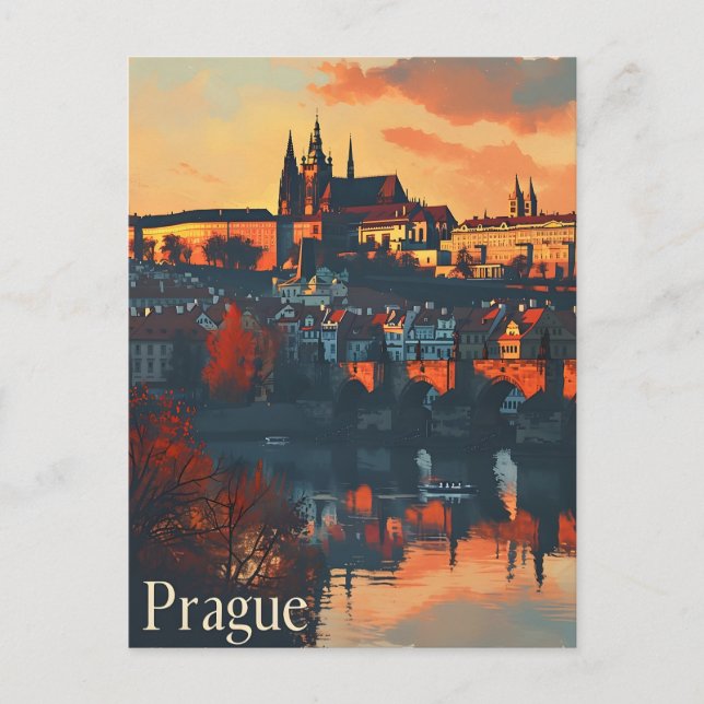 Vintage Prague: Charles Bridge Postcard (Front)