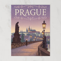 Vintage Prague Charles Bridge Sunset