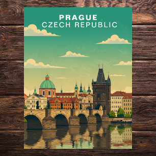 Vintage Prague Czech Republic European Travel Postcard