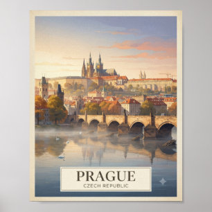 Vintage Prague Czech Republic Travel Poster