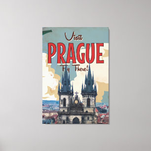 Vintage Prague, Czech Republic Travel Poster Canvas Print