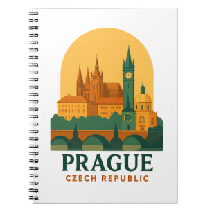 Vintage Prague Czech Republic Travel Retro Notebook