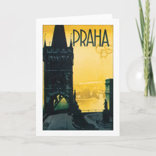 Vintage Prague (Praha) Poster Card