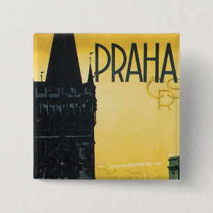 Vintage Praha Poster 15 Cm Square Badge