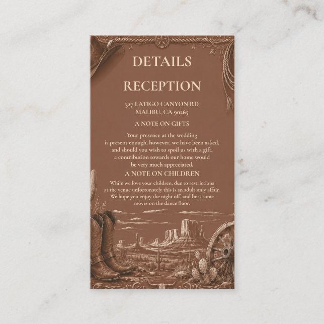 Vintage Prairie Rustic Enclosure Card (Front)