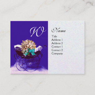 VINTAGE PRAM WITH FLOWERS BABY SHOWER,pearl paper Business Card