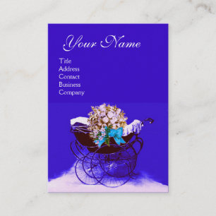 VINTAGE PRAM WITH FLOWERS  BABY SHOWER,pearl paper Business Card