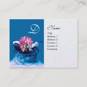 VINTAGE PRAM WITH FLOWERS BABY SHOWER,pearl paper Business Card