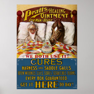 Vintage Pratts Healing Ointment Advertisement Art Poster