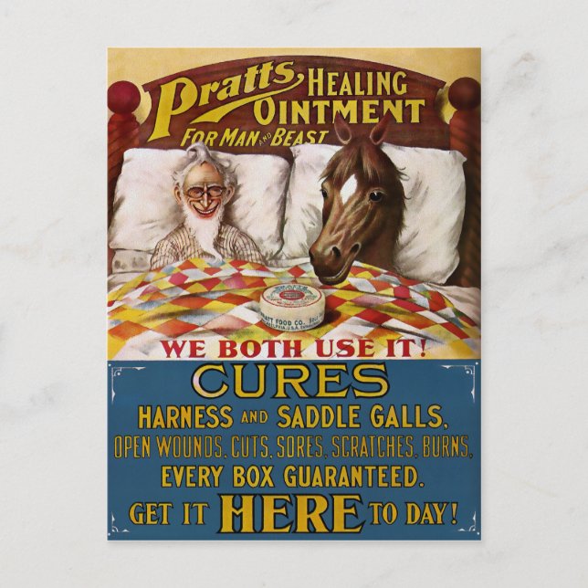 Vintage Pratts Healing Ointment Advertisement Postcard (Front)
