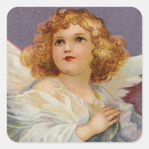 Vintage Praying Angel Square Sticker