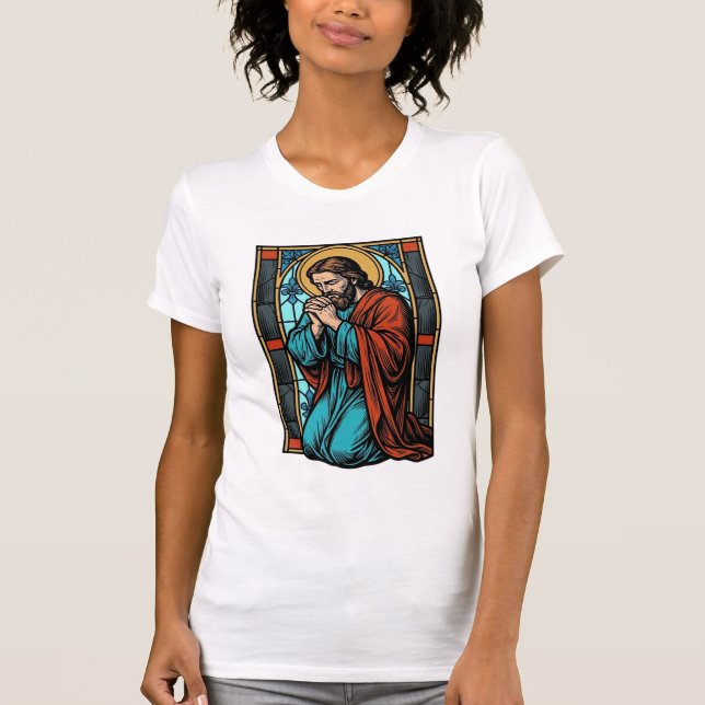 Vintage Praying Religious Figure Vector Shirt Desi (Front)