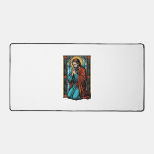 Vintage Praying Religious Figure Vector Shirt Desi Desk Mat