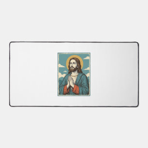 Vintage Praying Saviour Religious Shirt Design_1 Desk Mat