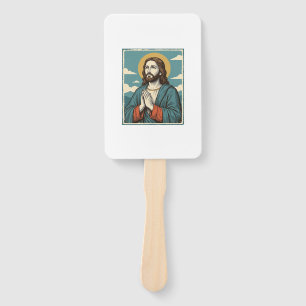 Vintage Praying Saviour Religious Shirt Design_1 Hand Fan