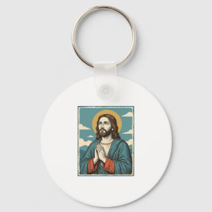 Vintage Praying Saviour Religious Shirt Design_1 Key Ring