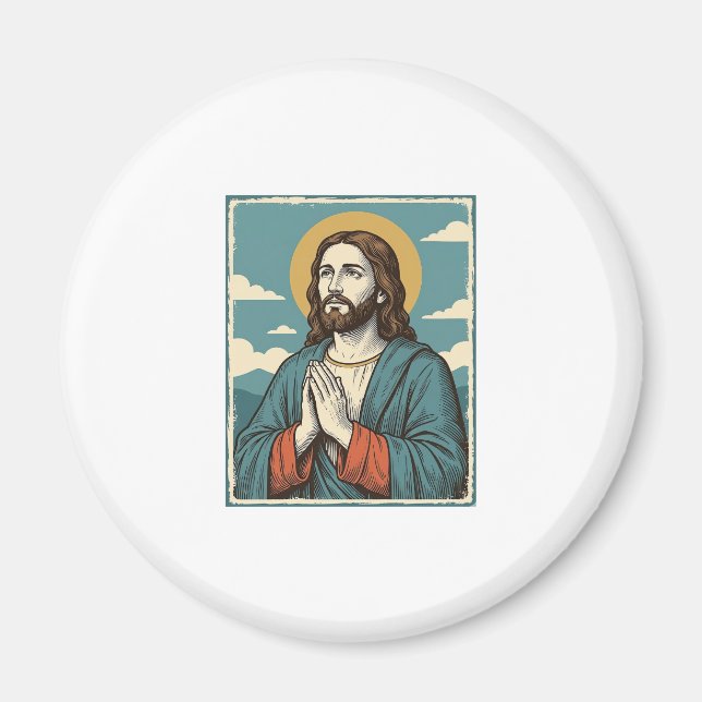 Vintage Praying Saviour Religious Shirt Design_1 Magnet (Front)