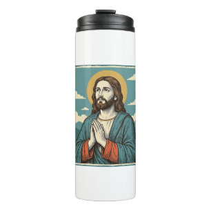 Vintage Praying Saviour Religious Shirt Design_1 Thermal Tumbler