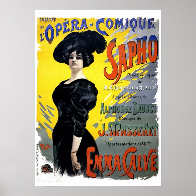 Vintage Première of Massenet's Opéra-comique Sapho Poster (Front)