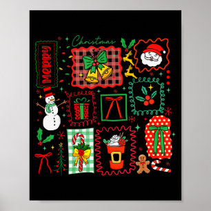 Vintage Preppy Merry Christmas Santa Coquette Bow  Poster