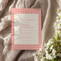Vintage Preppy Pink Gingham Plaid Bridal Shower