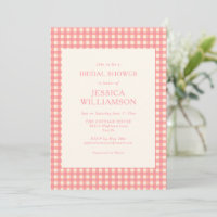 Vintage Preppy Pink Gingham Plaid Bridal Shower