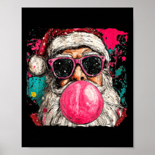 Vintage Preppy Watercolor Santa Bubble Gum Nk Sung Poster