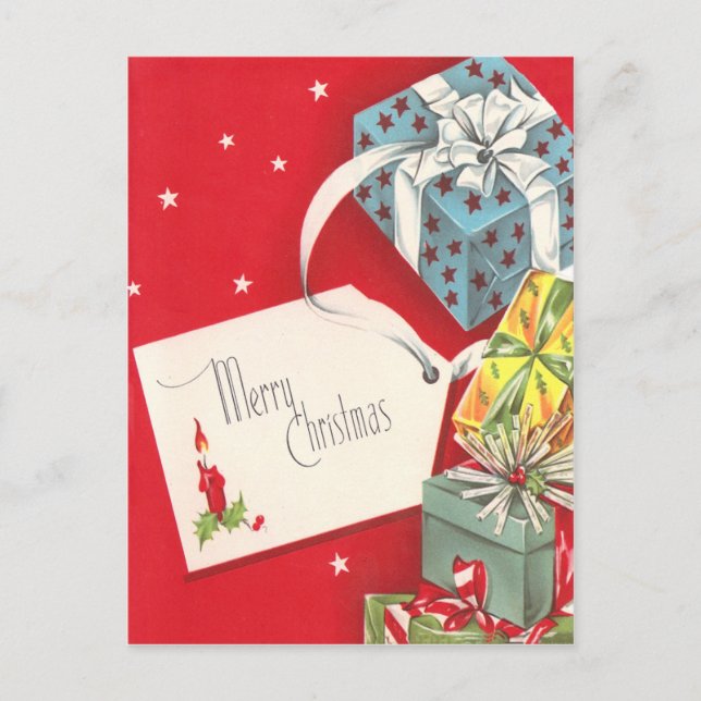 Vintage Presents Holiday Postcard (Front)