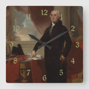Vintage President portrait of George Washington Square Wall Clock