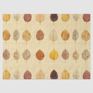 Vintage Pressed Fall Leaves Gold Brown Cream Tissue Paper