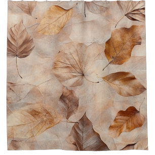 Vintage Pressed Fall Leaves Pattern Brown Rustic Shower Curtain