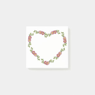 Vintage Pressed Flowers Heart Post-it Notes