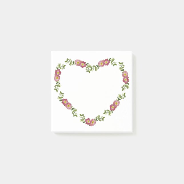 Vintage Pressed Flowers Heart Post-it Notes (Front)