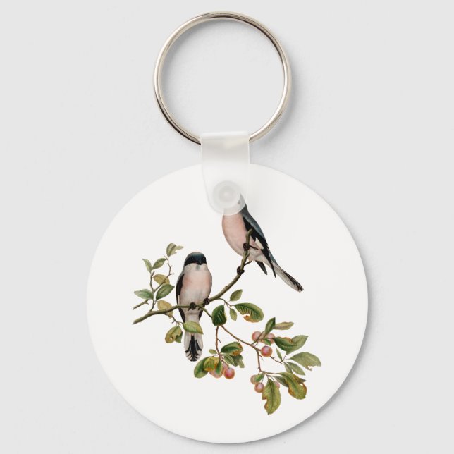 Vintage Pretty Birds on a Branch Key Ring (Front)