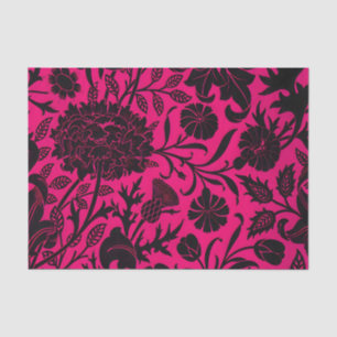Vintage pretty black floral pattern on neon tissue paper