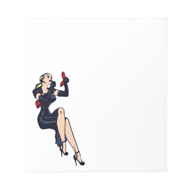 Vintage Pretty Blond Retro Glamor Girl Pinup Notepad (Front)