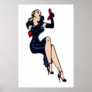 Vintage Pretty Blonde Retro Glamor Girl Pinup Poster
