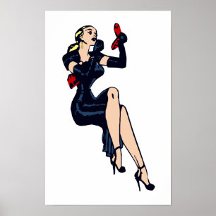 Vintage Pretty Blonde Retro Glamor Girl Pinup Poster