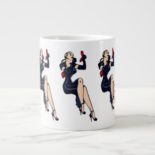 Vintage Pretty Blonde Retro Glamour Girl Pinup Large Coffee Mug