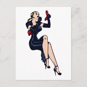 Vintage Pretty Blonde Retro Glamour Girl Pinup Postcard