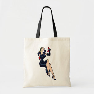 Vintage Pretty Blonde Retro Glamour Girl Pinup Tote Bag