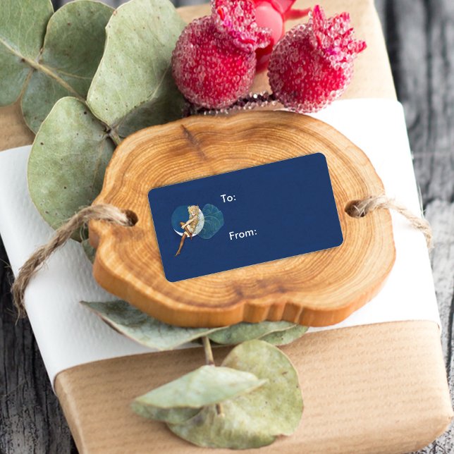 Vintage Pretty Blue Fairy Stockings Blue Moon Label (Pretty blond fairy wearing stockings sitting on blue moon on gift tag label / sticker.)